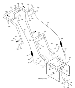 Handle Assembly Diagram and Parts List for C950-52430-0 2004 Briggs and Stratton Snow Blower